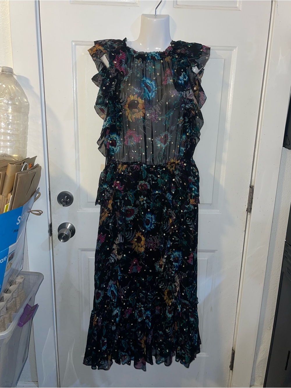 Ulla Johnson Adrienne Silk Flora Midi Dress Size 8 Whimsigoth Fairy Boho Flowy